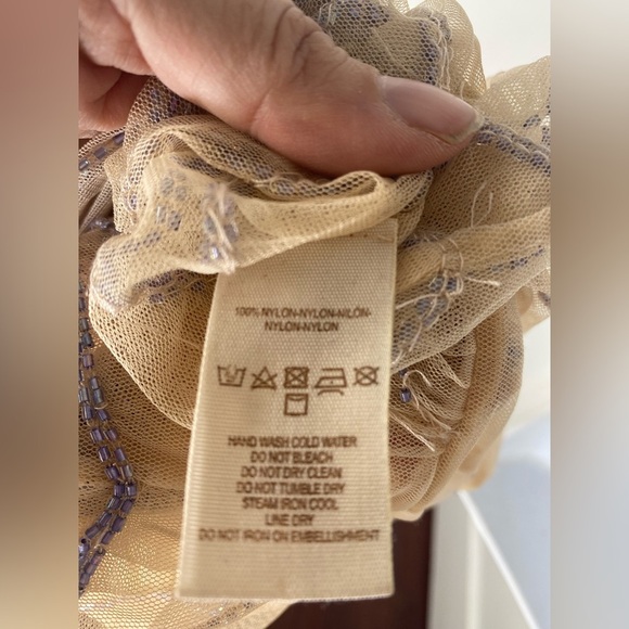 Free People Embellished Sheer Moon Eyes Cream Chevron Beaded Dress - Picture 10 of 11